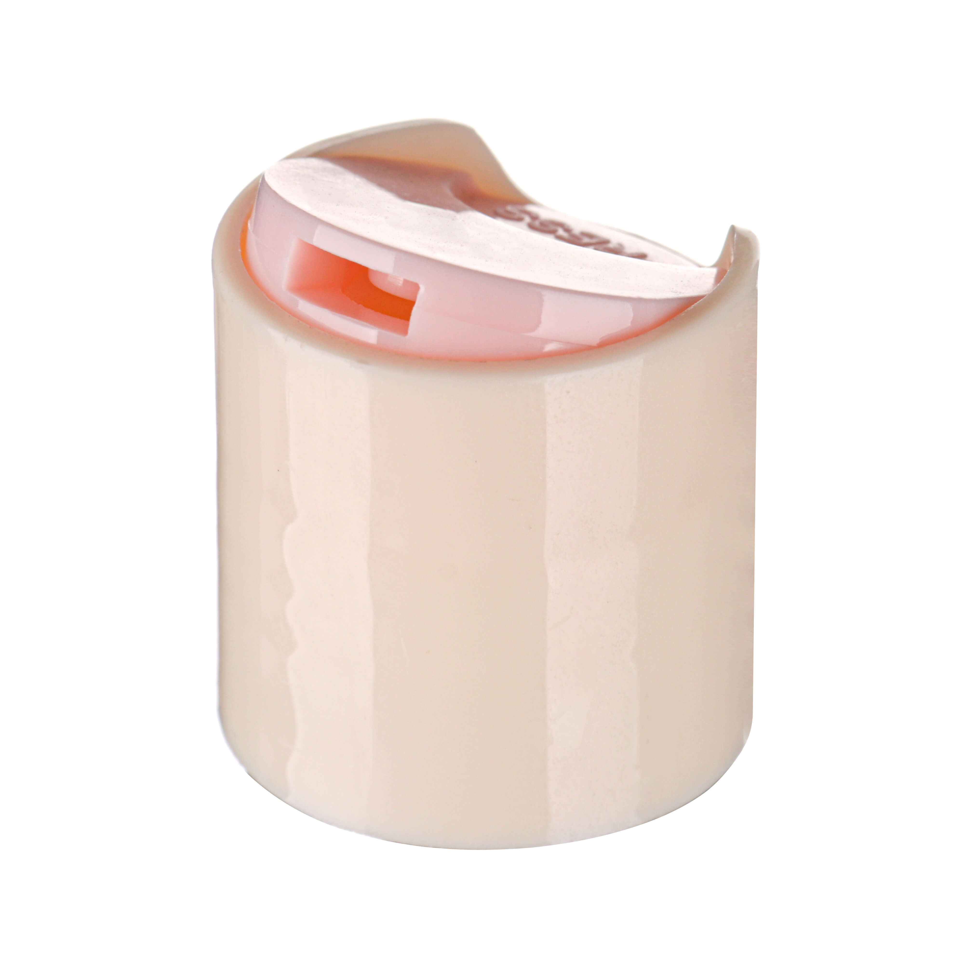 Off White Disc Top Cap PP Plastic 24/410 Disc Cap For Cosmetic Packaging